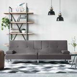 VidaXL Slaapbank met Bekerhouders Kunstleer Grijs