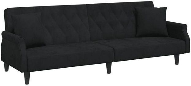 Schlafsofa mit Armlehnen Schwarz Samt Vidaxl