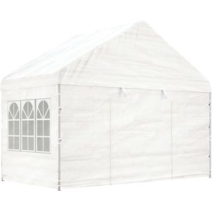 vidaXL - Prieel - met - dak - 4,08x2,23x3,22 - m - polyetheen - wit