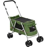 vidaXL Hondenwagen inklapbaar 100x49x96 cm linnenstof groen