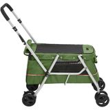 vidaXL Hondenwagen inklapbaar 100x49x96 cm linnenstof groen, hondenwandelwagen, puppywagen, hondenwagen met wielen, hondenbuggy, draagbare hondenwagen