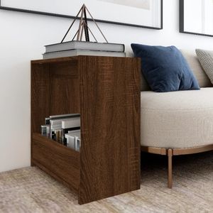 vidaXL Bijzettafel 50x26x50 cm Bewerkt Hout Bruineikenkleurig