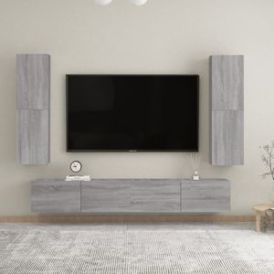 VidaXL TV-wandmeubels 2 st 30,5x30x110 cm Grijs Sonoma Eiken