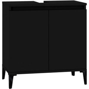 vidaXL Wastafelkast 58x33x60 cm bewerkt hout zwart