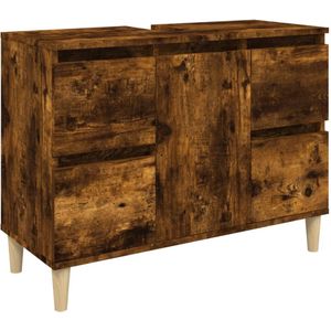 VidaXL Wastafelkast 80x33x60 cm - Bewerkt Hout - Gerookt Eikenkleurig