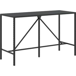 vidaXL Gartentisch Bartisch mit Glasplatte Schwarz 180x70x110 cm Poly Rattan (1-St)