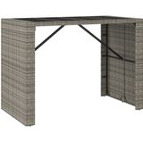 vidaXL Bartafel met glazen blad 145x80x110 cm poly rattan grijs