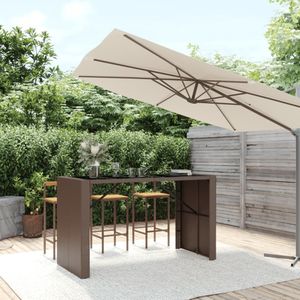 vidaXL - Bartafel - Bruin - Poly Rattan - Glazen Blad