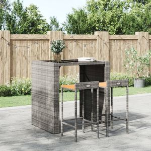 Vidaxl - Barhocker 2 Stk. Grau Poly Rattan und Massivholz Akazie