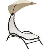 vidaXL Sonnenliege mit Dach Creme 167x80x195 cm Stoff und Stahl