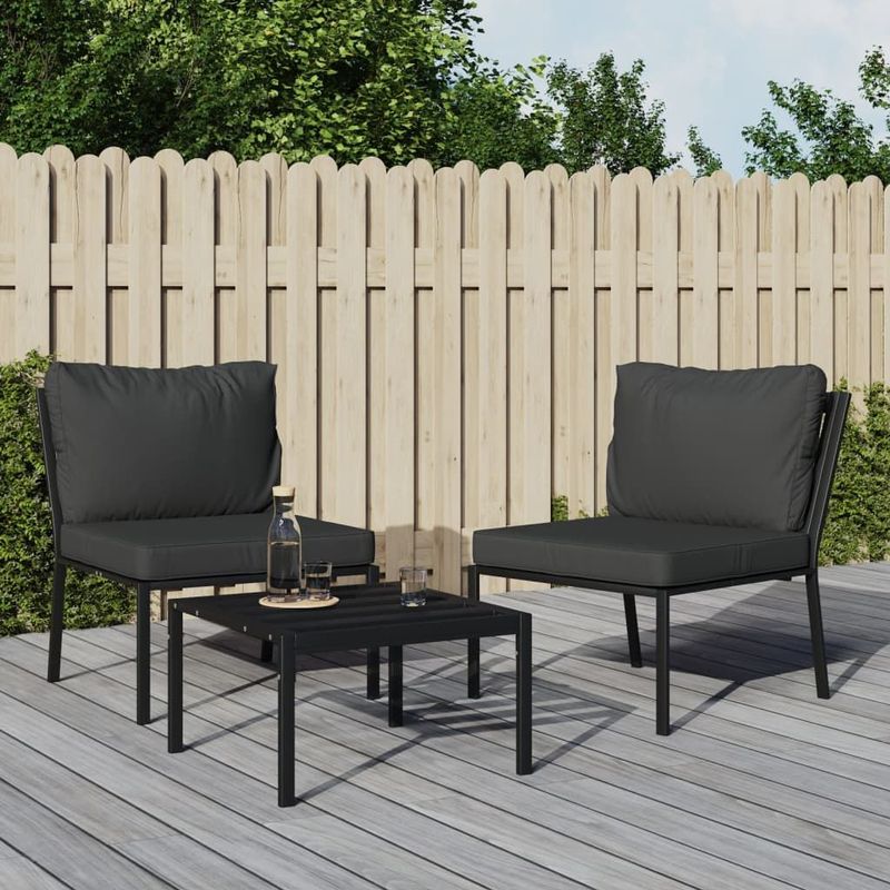 Gartenstühle mit Grauen Kissen 2 Stk. 60x74x79 cm Stahl Vidaxl