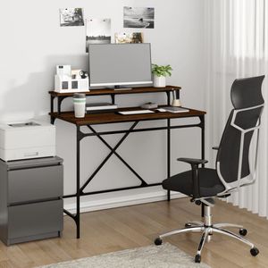 vidaXL Bureau 100x50x90 cm bewerkt hout en ijzer bruin eikenkleur