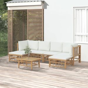 VidaXL 7-delige Loungeset met Kussens - Bamboe Crèmewit
