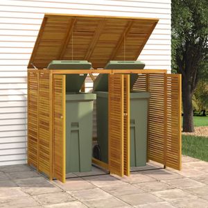 vidaXL - Afvalbakberging - dubbel - 140x89x117 - cm - massief - acaciahout