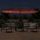 Doppel-Sonnenschirm mit LED-Leuchten Terrakottarot 449x245 cm Vidaxl