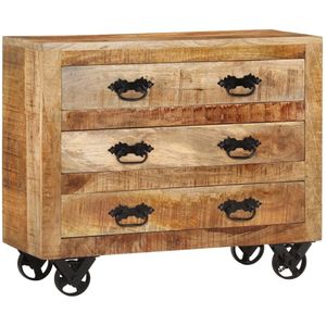 vidaXL - Dressoir - met - 3 - lades - 80x30x65 - cm - massief - ruw - mangohout