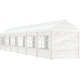 vidaXL Prieel met dak 13,38x2,28x2,69 m polyetheen wit