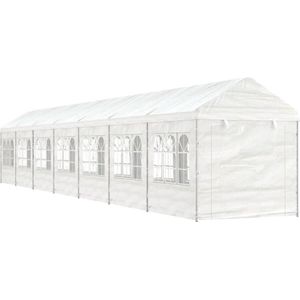 VidaXL Prieel met dak 15,61x2,28x2,69 m polyetheen wit