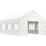 vidaXL Prieel met dak 6,69x4,08x3,22 m polyetheen wit