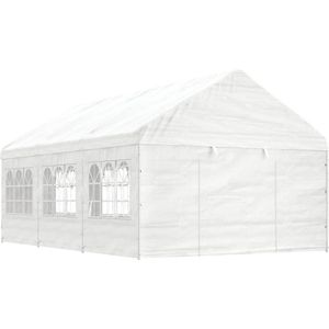 vidaXL Prieel met dak 6,69x4,08x3,22 m polyetheen wit