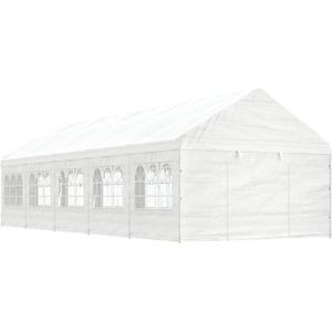 vidaXL Prieel met dak 11,15x4,08x3,22 m polyetheen wit