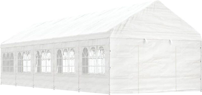 vidaXL Pavillon mit Dach Weiß 11,15x4,08x3,22 m Polyethylen