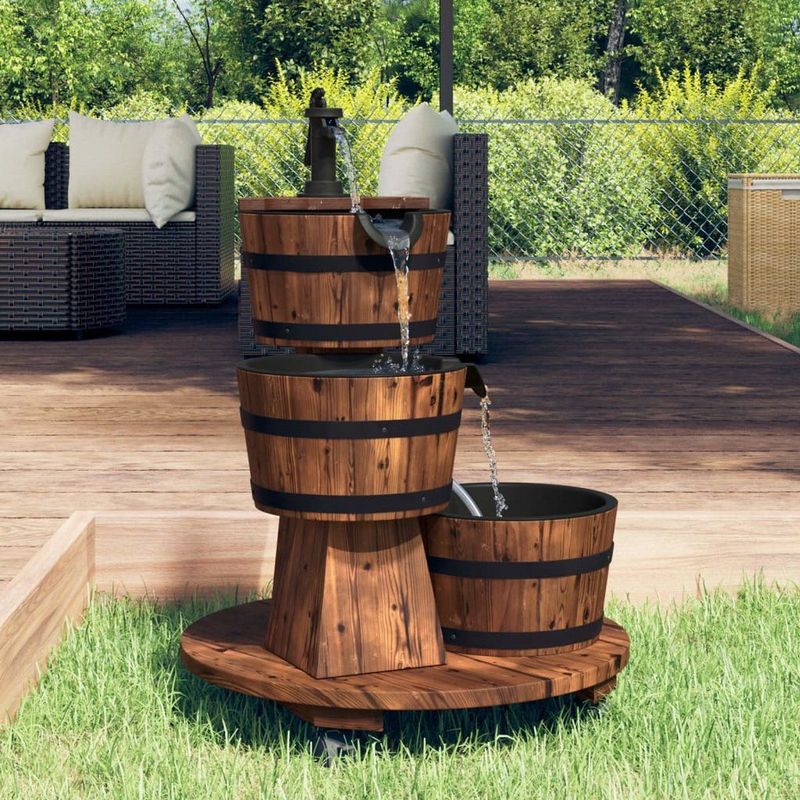 Gartenbrunnen mit Rollen und Pumpe 55x55x80 cm Massivholz Tanne Vidaxl
