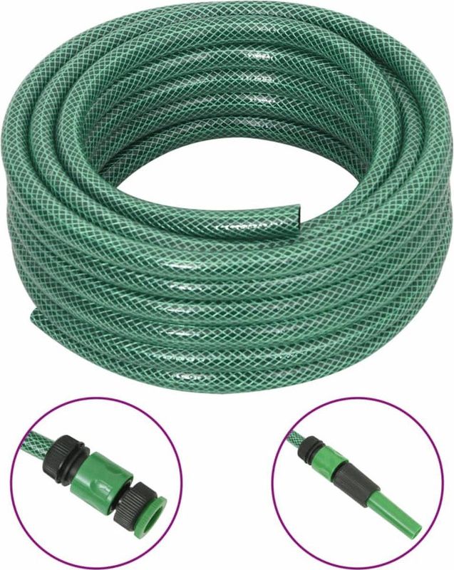 vidaXL Gartenschlauch mit Armaturen-Set Grün 0,6"" 50 m PVC