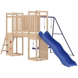 vidaXL Speelhuis met glijbaan ladder schommels massief grenenhout