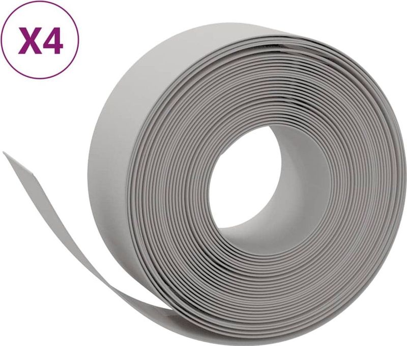 Rasenkanten 4 Stk. Grau 10 m 20 cm Polyethylen Vidaxl