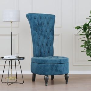 VidaXL Hoge Rugleuning Stoel met Knopen Fluweel Blauw