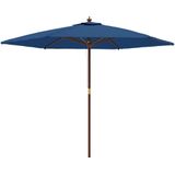 vidaXL Parasol met houten paal 299x240 cm azuurblauw
