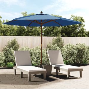 vidaXL Parasol met houten paal 299x240 cm azuurblauw