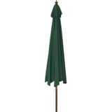 vidaXL Parasol met houten paal 400x273 cm groen