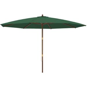 vidaXL Parasol met houten paal 400x273 cm groen