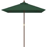 vidaXL Parasol met houten paal 198x198x231 cm groen