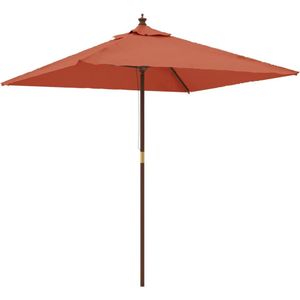 vidaXL Parasol met houten paal 198x198x231 cm terracottakleurig