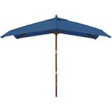 vidaXL Parasol met houten paal 300x300x273 cm azuurblauw