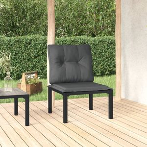 Gartenstuhl mit Kissen Schwarz und Grau Poly Rattan Vidaxl