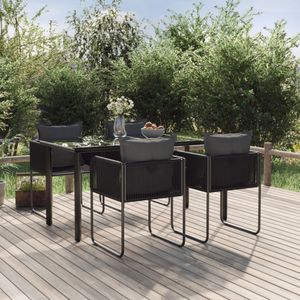 Friso - Tuinset - Zwart - PE-Rattan - Inclusief 4 Stoelen
