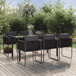 Friso - Tuinset - Zwart - PE-Rattan - 6 Stoelen