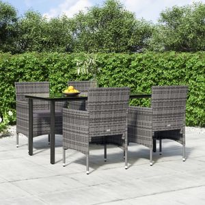 VidaXL 5-delige Tuinset met Kussens Grijs/Zwart