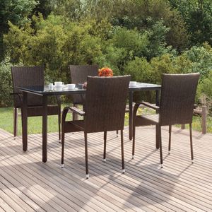 vidaXL - 5-delige - Tuinset - poly - rattan - bruin
