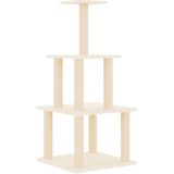 vidaXL Kratzbaum mit Sisal-Kratzsäulen Creme 111 cm