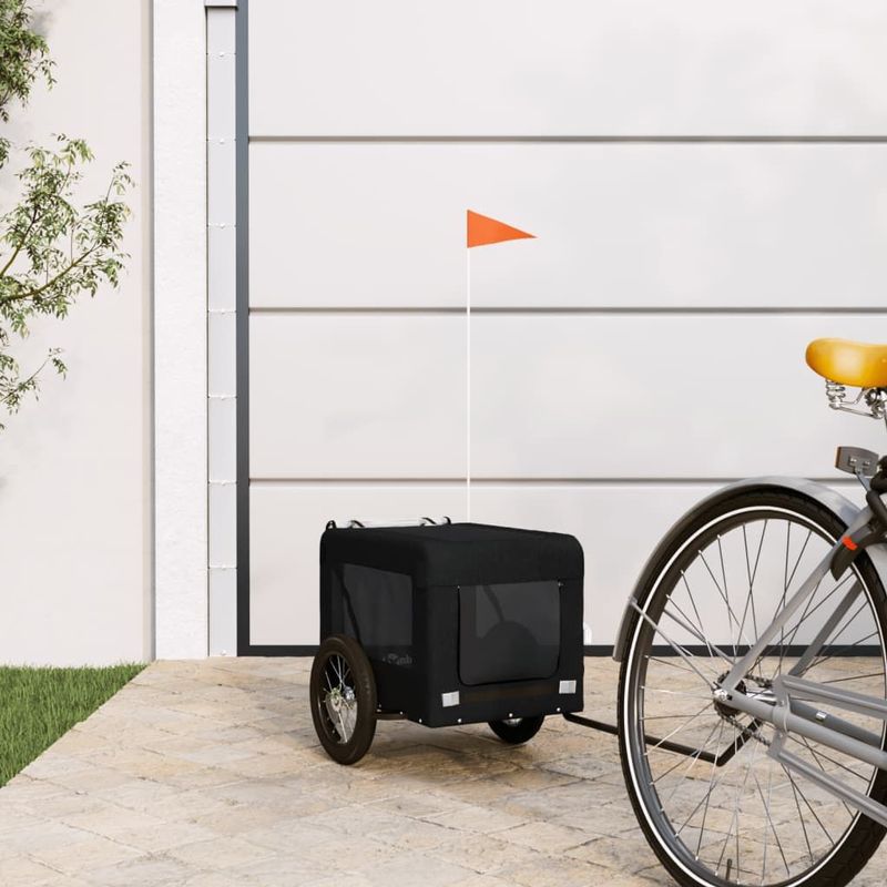 vidaXL Hondenfietstrailer oxford stof en ijzer zwart
