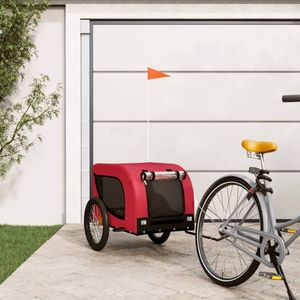 VidaXL-Hondenfietstrailer-oxford-stof-en-ijzer-rood-en-zwart