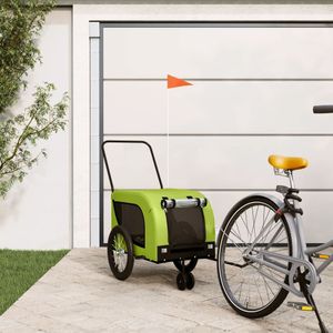 Vidaxl - Fahrradanhänger Hunde Grün und Schwarz Oxford-Gewebe & Eisen