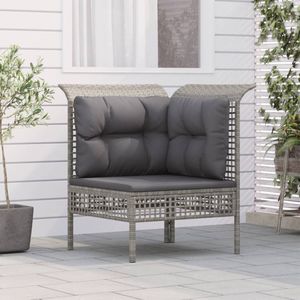 Garten-Ecksofa mit Kissen Grau Poly Rattan Vidaxl
