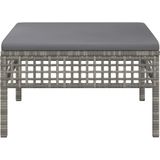 vidaXL Gartenhocker mit Kissen Grau Poly Rattan