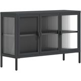 vidaXL Sideboard Schwarz 105x35x70 cm Glas und Stahl
